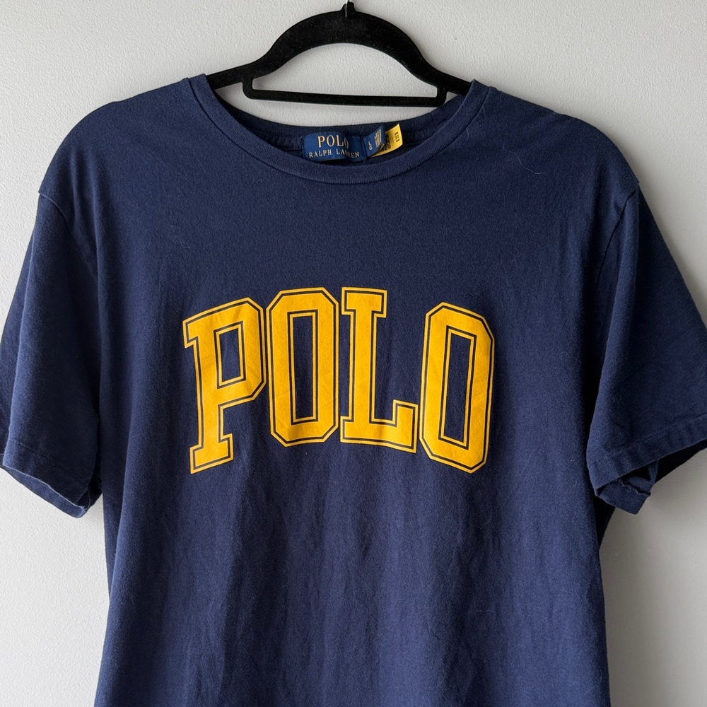 Polo Ralph Lauren men’s Navy T-Shirt with Yellow Logo size Large L